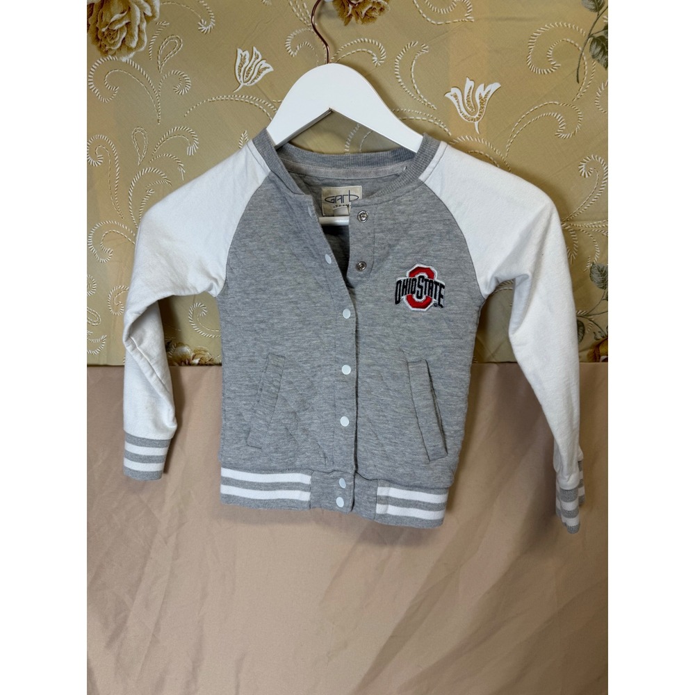 Garb Team Ohio State Buckeyes Varsity Jacket Toddler 4T Grey White Quilted Snap